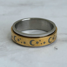 Load image into Gallery viewer, Shiny Moon and Star Fidget Rings