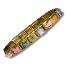 Load image into Gallery viewer, Present Realm Full Coquette Style Italian Charm Bracelet Gold Color