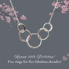 Load image into Gallery viewer, Present Realm 50th Birthday Necklace for Women | S925 Sterling Silver 5 Circle Pendant
