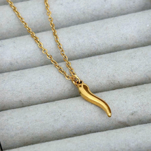 Load image into Gallery viewer, Present Realm Gold Color Italian Horn Necklace – 2" Pendant with 22" Adjustable Wheat Rope Chain for Style & Protection