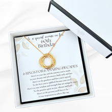 Load image into Gallery viewer, Present Realm 60th Birthday Necklace for Women Sterling Silver | 6 Rings for 6 Decades | S925 Silver or Gold Plated