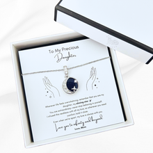 Load image into Gallery viewer, Present Realm Daughter Necklace from Mom | Moon & Star Pendant | Stainless Steel & Cubic Zirconia