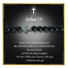 Load image into Gallery viewer, Present Realm Men's Cross Bracelet | Stainless Steel & Black Onyx Beads