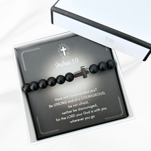 Load image into Gallery viewer, Present Realm Men's Cross Bracelet | Stainless Steel & Black Onyx Beads
