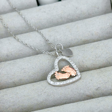 Load image into Gallery viewer, Present Realm To My Mommy Necklace, S925 Sterling Silver Baby Feet Pendant