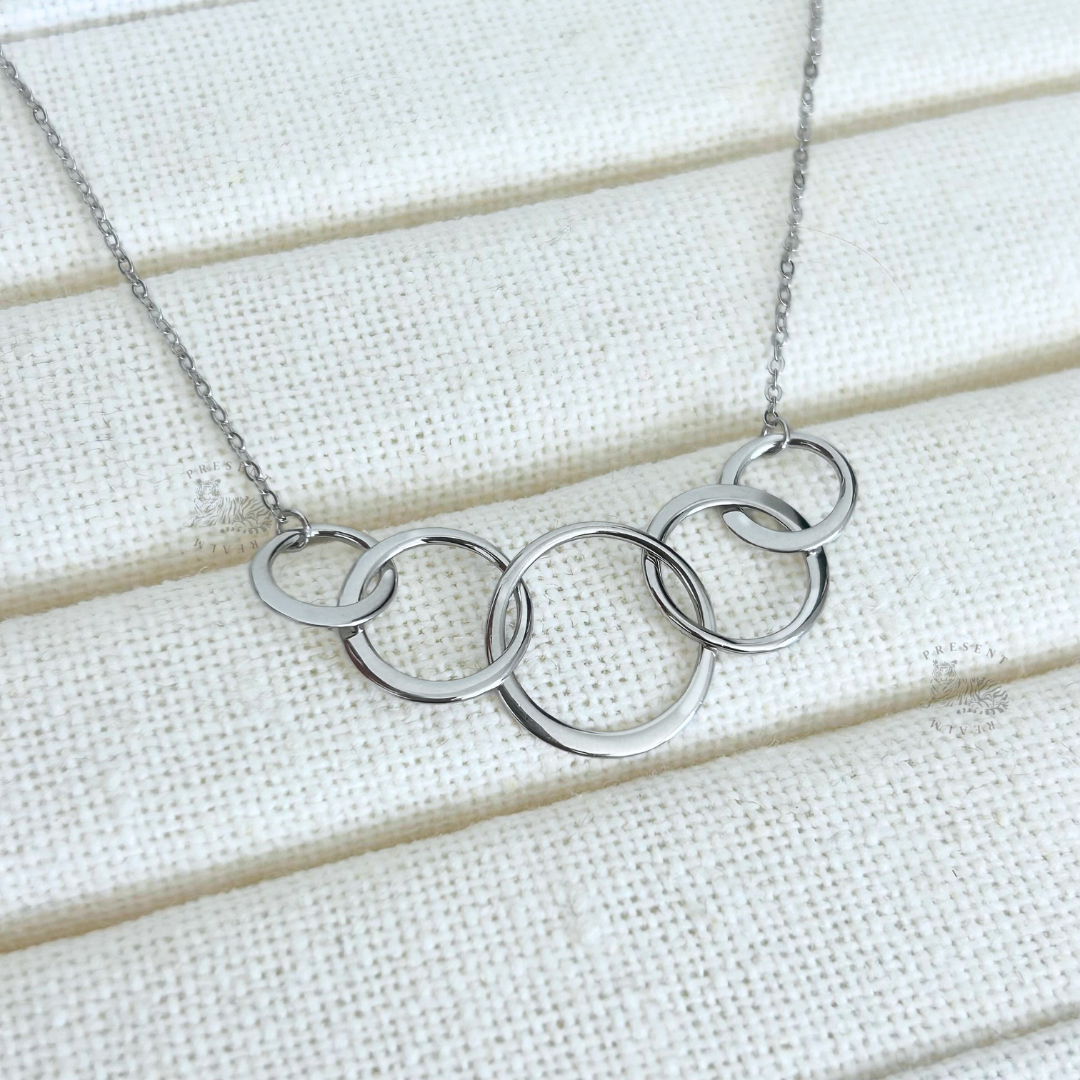 Present Realm 50th Birthday Necklace for Women | S925 Sterling Silver 5 Circle Pendant