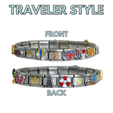 Load image into Gallery viewer, Present Realm Traveler Style Italian Charm Bracelet Silver