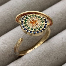 Load image into Gallery viewer, Adjustable fidget ring for women with rainbow planet design for anxiety relief and stress management