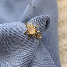 Load image into Gallery viewer, Adjustable gold fidget ring for women with gold sun design for anxiety relief and stress management
