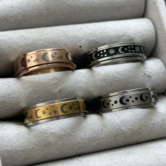 Shiny Moon and Star Fidget Rings