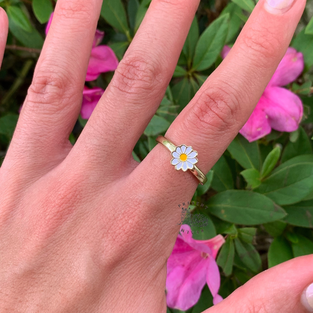 Fidget Ring | Daisy Flower Anxiety Ring, Spinner Ring for Women ...