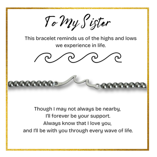 Present Realm Sister Gifts Wave Bracelet | Stainless Steel | 6.5” + 2” Extension