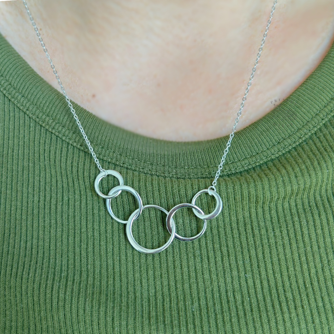 Present Realm 50th Birthday Necklace for Women | S925 Sterling Silver 5 Circle Pendant