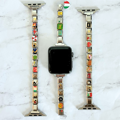 Silver Italian Charm Band (Compatible with Apple Watch)