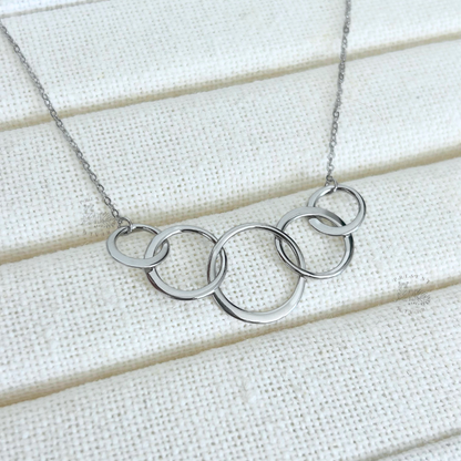 Present Realm 50th Birthday Necklace for Women | S925 Sterling Silver 5 Circle Pendant