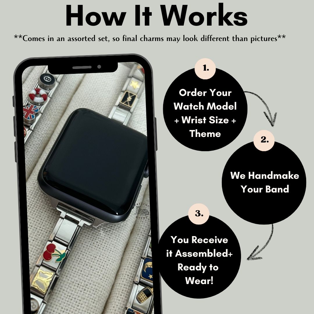 Silver Italian Charm Band (Compatible with Apple Watch)