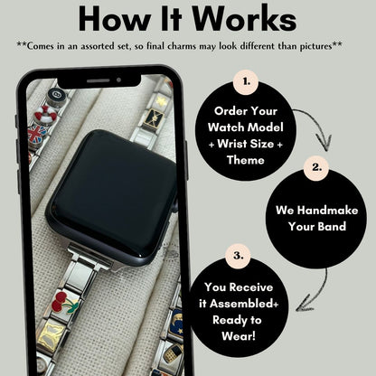 Silver Italian Charm Band (Compatible with Apple Watch)