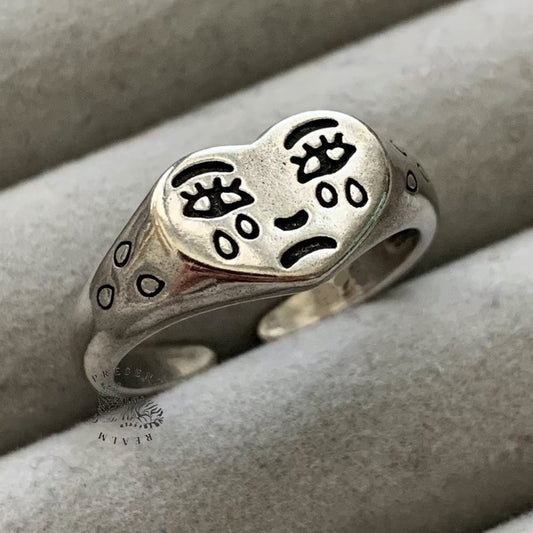 Sad Face Crying Ring