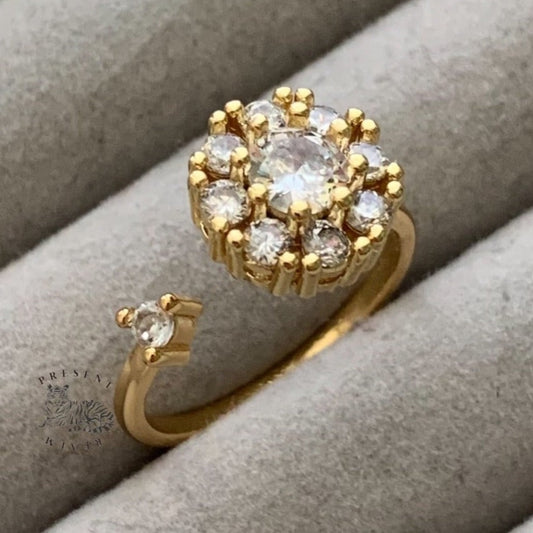 Adjustable gold fidget ring for women with diamond for anxiety relief and stress management