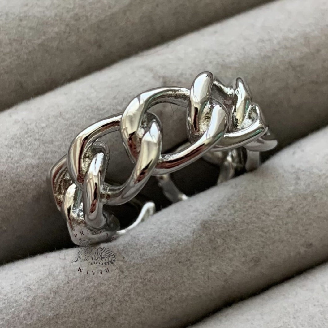 sigaret Kelder Hoe Silver Chain Link Ring | Grunge Ring, Y2K Jewelry, Adjustable Ring –  Present Realm